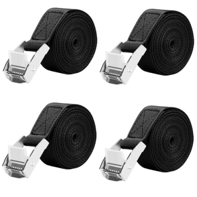 Abbildung von LUZOON Spanngurte 4 Stück 2.5M Spanngurt Zurrgurte mit Ratsche Belastbar bis 250 kg (4 Schwarz2.5 m x 25 mm)