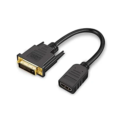 Abbildung von CableCreation HDMI auf DVI Kabel, 0.15M Bidirektional Buchse (24+1) Stecker Adapterkabel, Konveter, Unterstützung 1080P, 3D, Vergoldete, 0.5Ft/Schwarz