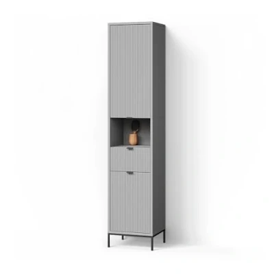 Abbildung von Livinity® Hochschrank ATERNO, Grau/Grau, 40 x 190 cm mit Türen, und Schublade