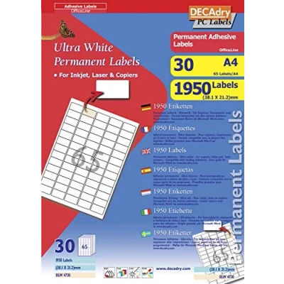 Abbildung von APLI olw4730 Samt 1950 Etiketten, 38,1 x 21,2 mm weiß