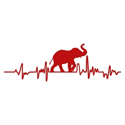 Abbildung von Finest Folia Aufkleber Herzschlag Tiere Breite 27cm Lifeline Heartbeat Deko Sticker Selbstklebend für Auto Kühlschrank Laptop Autoaufkleber K150 (Karminrot, 05 Elefant)