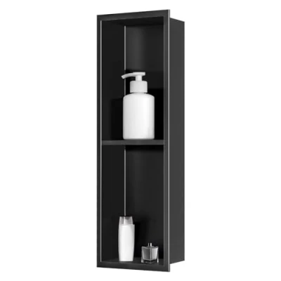 Abbildung von sunrik Wandnische Dusche,Wandnische Dusche Edelstahl,Wandnische Lagerung mit einem Regal,Duschnische 20 * 60 10CM,Schwarz