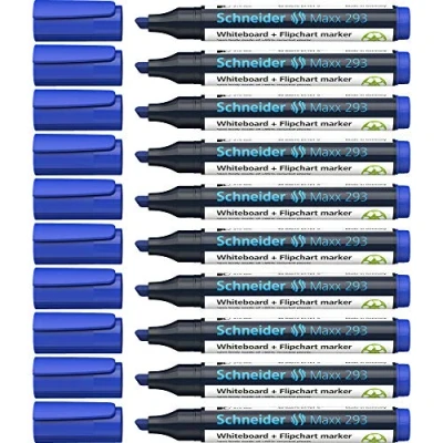 Abbildung von Schneider Maxx 293 Whiteboardmarker (Strichstärke: 2+5 mm, nachfüllbar) 10er Packung blau