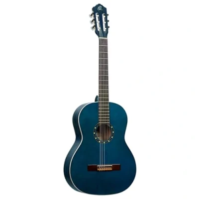 Abbildung von Ortega Guitars Family Series Konzertgitarre 4/4 Slim Neck Gitarre Fichte und Mahagoni mit Hochglanz Finish, Ocean Blue Inklusive Gigbag (R121SNOC)