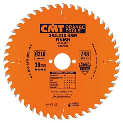 Abbildung von CMT Orange Tools Kreissägeblatt Feinschnitt HW 210 x 2,8 / 1,8 30 Z=48 15 ATB 292.210.48M für Querschnitte