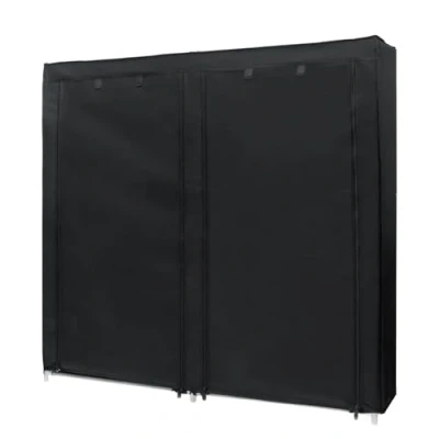 Abbildung von INTIRILIFE Faltschrank 120x30x110 cm in Raben SCHWARZ mit Reißverschluss Stoffschrank Kleiderschrank Schuhregal Sideboard 12 Ablagefächern Camping Steckschrank Textil Garderobe