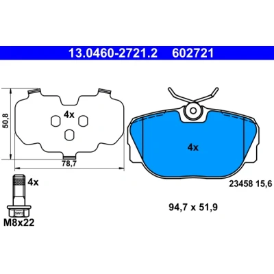 Abbildung von ATE 13.0460 2721.2 Bremsbelagsatz LAND ROVER: Discovery 2, Range Rover 1