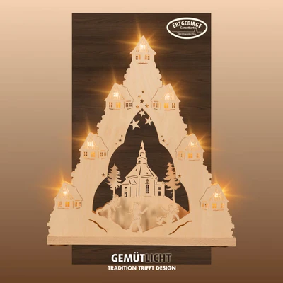 Abbildung von Weigla Schwibbogen &quot;Seiffener Kirche, Weihnachtsdeko&quot;, Lichterspitze