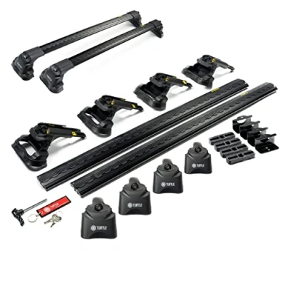 Abbildung von Turtle AIR3 Dachgepäckträger Dachträger Kompatibel mit Mitsubishi L200 2015 ; Dient der Montage von Dachboxen, oder Dachfahrradträger, Leiter Robuste Konstruktion aus Aluminium