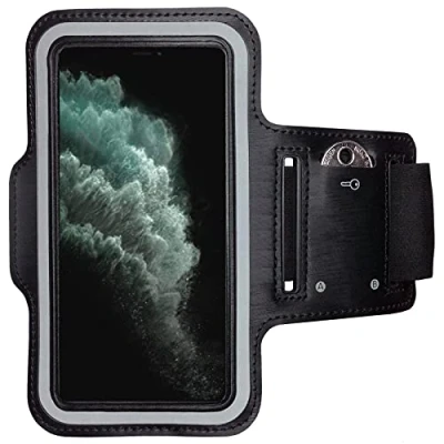 Abbildung von CoverKingz Sportarmband für iPhone 11 Pro (5,8 Zoll) Armtasche mit Schlüsselfach Oberarm Halterung Sport Laufarmband Handy Armband Schwarz
