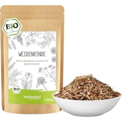 Abbildung von Weidenrinde bio Salix alba Tee geschnitten und getrocknet loser Weidenrindentee von bioKontor (250 g)