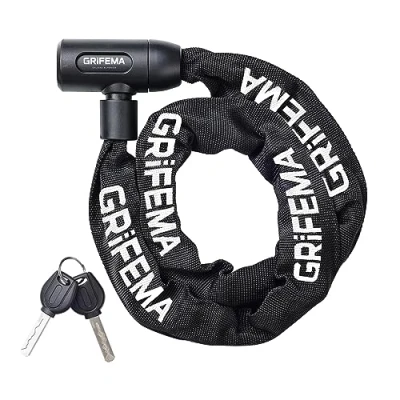 Abbildung von GRIFEMA Fahrradschloss, Hohe Sicherheit, Anti Diebstahl Fahrrad Kettenschloss, Gehärtete Stahlkettenglieder, 7 mm x 1200 mm, Schwarz