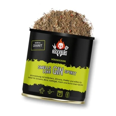 Abbildung von ROCK&#039;N&#039;RUBS Grillgewürz Smells Like Gin Spirit BBQ Rub zum Grillen mit Gewürzmischung &amp; echtem 130 g Dose