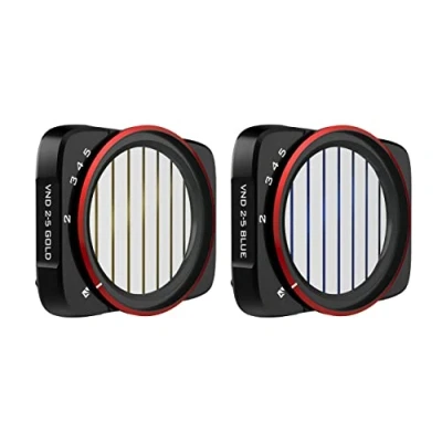 Abbildung von Freewell Variable ND (VND) 2 5 Blue &amp; Gold Streak Anamorphic Effect Filter Kit Kompatibel Mit Air 2S Drohne