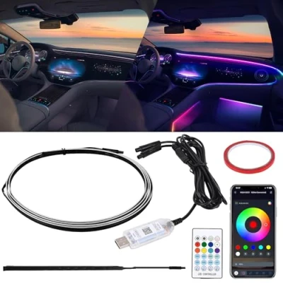 Abbildung von Weinsamkeit LED Innenbeleuchtung, Acryl Auto RGB Ambientebeleuchtung Strip mit 165 LEDs, 3 Kontrollmethoden Atmosphäre Lich Innenraum Atmosphärenlicht USB Neonlicht Musiklichtleiste für Heim