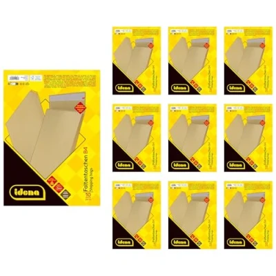 Abbildung von Idena 90282 Versandtaschen DIN B4, 100 Stück haftklebend, Faltentaschen mit 4 cm Bodenfalte, Briefumschläge ohne Fenster, aus 140 g/m² FSC Recycled Papier in Braun
