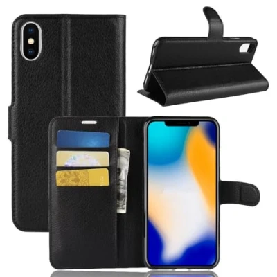 Abbildung von betterfon Buch Tasche Hülle Etui Book Case Cover Schutz Handy für Apple iPhone XS Max Schwarz
