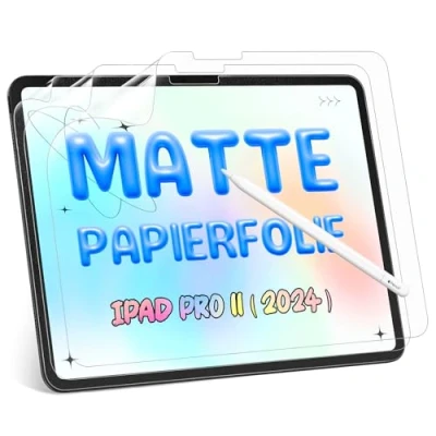 Abbildung von 3 Stück Papier Folie Kompatibel mit iPad Pro 11 Zoll M4 (2024), Matte Papierfolie Schutzfolie Displayschutz Film Blendfreiem Feel Paper PET Screen Protector for Writing Drawing Sketching
