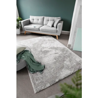Abbildung von andas Hochflor Teppich &quot;Lahti&quot;, rund, Uni Farben, weich &amp; kuschelig, ideal im Wohnzimmer Schlafzimmer