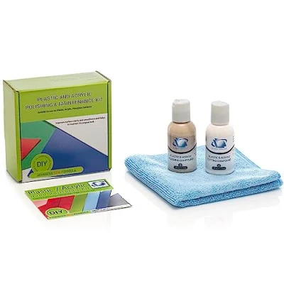 Abbildung von Glass Polish 31001 DIY Do it Yourself Handpolierkit für Kunststoff und Acryl, verleiht Wieder Hochglanz, bessert trübe, milchige verfärbte Kunststoffe aus