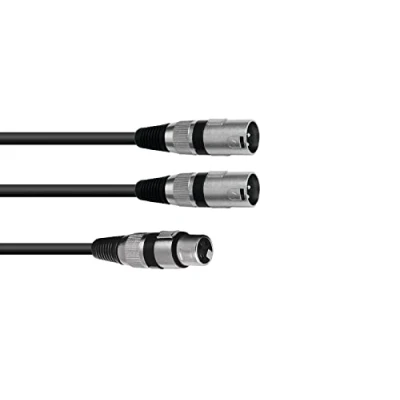 Abbildung von Omnitronic 30225203, XLR (3 pin), Weiblich, 2 x Männlich, 0,5 m, Schwarz