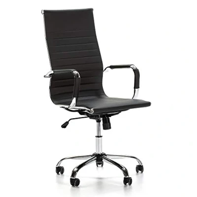Abbildung von VS Venta stock Londres Schreibtischstuhl Schwarz, Wippfunktion &amp; Armlehne Ergonomic, höhenverstellbar