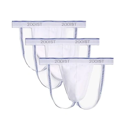 Abbildung von 2(x)ist)IST Herren Jock Strap Baumwolle Stretch 3er Pack, Weiß/Weiß/Weiß, Medium