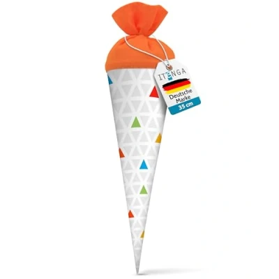 Abbildung von itenga Geschwisterschultüte 35cm Geschenkverpackung Schultüte Kinder Erwachsene Party (Dreiecke)
