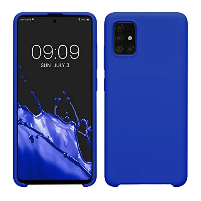 Abbildung von kwmobile Hülle kompatibel mit Samsung Galaxy A51 Silikon Handy Case Handyhülle weiche Oberfläche kabelloses Laden Baltik Blau