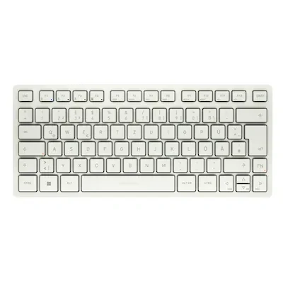Abbildung von CHERRY KW 7100 MINI BT, Kompakte Multi Device Tastatur mit 3 Bluetooth Kanälen, Deutsches Layout (QWERTZ), Flaches Design, inkl. Transporttasche, Milk White