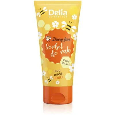 Abbildung von Delia Cosmetics Dairy Fun Sorbet für die Hände Honig Spendet Feuchtigkeit, Pflegt, Strafft, Regeneriert Intensiver Duft Duftende und Glatte Haut Natürliche Extrakte 50g