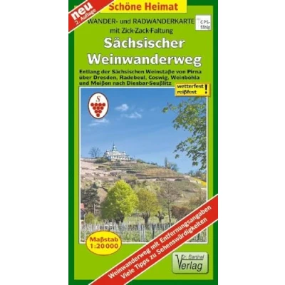 Abbildung von Wander und Radwanderkarte Sächsischer Weinwanderweg: Entlang der Sächsischen Weinstaße von Pirna über Dresden, Radebeul, Coswig, Weinböhla Meißen ... (mit Zick Zack Faltung) (Schöne Heimat)