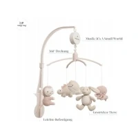 Abbildung von Baby&#039;s Only Musik Mobile Baby Animals mit gestrickten Figuren Spieluhr Einfach anzubringen Sanfte Farben Für Mädchen Alt Rosa/Warm Linen