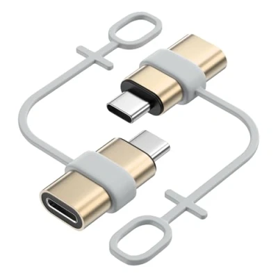 Abbildung von MoKo Lightning auf USB C Adapter 2 Stück, mit Laden Datenübertragung für iPhone 16/15 Pro Max Plus, iPad, Galaxy S24/S23, Anti Lost Loop, Nicht Audio/OTG, Gold