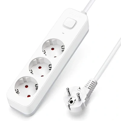 Abbildung von Aigostar Steckdosenleiste 3 fach mit Schalter, Mehrfachsteckdose Kindersicherung, Verteilersteckdose 1.5 m Kabel