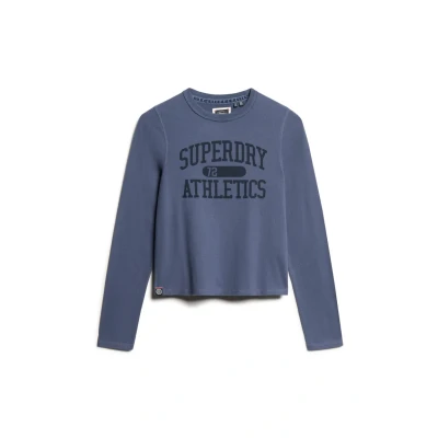 Abbildung von Superdry Athletic Essentials Ringer SLIM Langarmshirt, Damen, Größe: 40, Mariner navy
