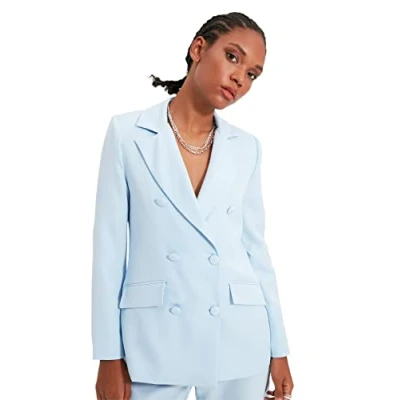Abbildung von Trendyol Damen Button Detaillierte Jacke Blazer Jacket Outdoor Blue Detailed Jacket, Light Blue, 42