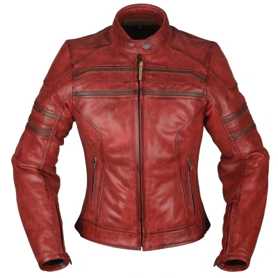 Abbildung von Modeka Iona Damen Motorrad Lederjacke (Red,40)