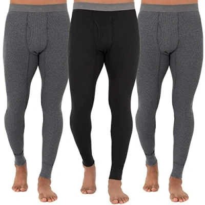 Abbildung von Fruit of the Loom Herren Recycled Premium Waffle Thermal Underwear Long Johns Bottom (1, 2, 3, and 4 Packs) Pyjamaunterteil, Greystone Heather/Greystone Heather/Black, X Groß (3er