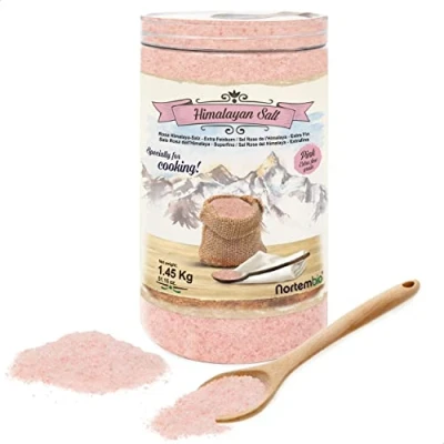 Abbildung von Nortembio Rosa Himalaya Salz 1,45 Kg. Extra Feinkorn (0,5 1 mm). 100% Natürliches Salz. Reich an Mineralien. Gesundes Kochen. Unraffiniert. Ohne Konservierungsstoffe. Aus Punjab Pakistan.