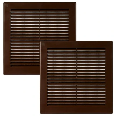 Abbildung von Vent Systems 200x200 mm 2 Stück Braune Lüftungsabdeckung flache, quadratische Lüftungsschlitze Integrierter Insektenschutz HVAC Lüftungsöffnungen für Badezimmer, Heimbüro