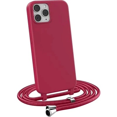 Abbildung von MyGadget Handykette für iPhone 11 Pro [ Hülle mit verstellbaren Band ] TPU Handyhülle Handyband zum Umhängen Kordel Schnur Case Schutzhülle Bordeaux Rot