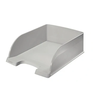 Abbildung von Leitz Briefkorb A4 Jumbo, Briefablage mit extra großem Fassungsvermögen in Premium Qualität, Stapelbares Ablagefach als Schreibtisch Organizer, Kombinierbar Plus Serie, Grau, 52330085