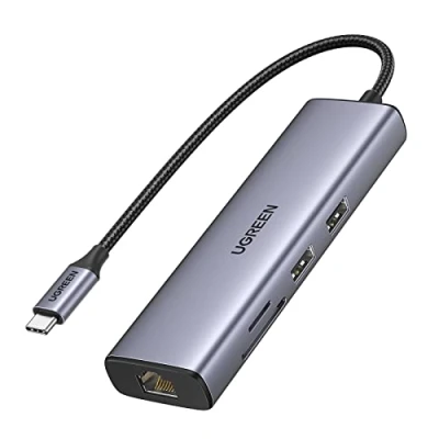 Abbildung von UGREEN USB C zu 2*USB3.0+HDMI+RJ 45+SD&amp;TF +PD port Hub