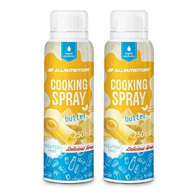 Abbildung von 2x ALLNUTRITION Cooking Spray 250ml je Dose (insg. 500ml) Kochspray zum Einfetten ideal dosieren Vegan und glutenfrei verschiedene Sorten (Butter)