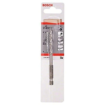 Abbildung von Bosch Professional Holzspiralbohrer mit 1/4 Sechskantschaft HSS Durchmesser: 5/Gesamtlänge in mm: 99