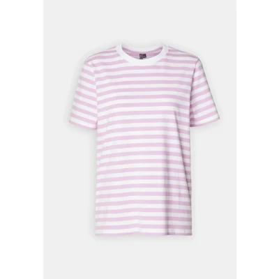 Abbildung von Pieces Pcria TEE Stripes Tshirt print, Damen, Größe: XS, Pastel lavender/bright white