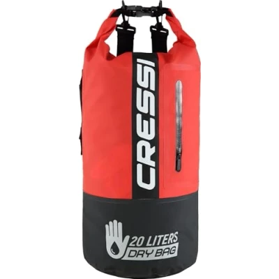 Abbildung von Cressi Unisex Erwachsene Dry Bag Premium 20LT Bicolor Wasserdichte Tasche/Rucksack für sportliche Aktivitäten, Schwarz/Rot, 20 LT