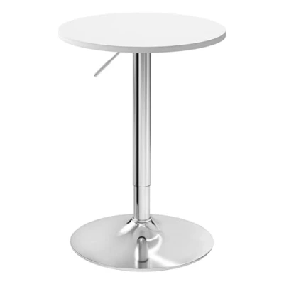Abbildung von WOLTU Bartisch Stehtisch, höhenverstellbarer Tisch 69,5 91,5 cm, multifunktionaler Partytisch in Wohnzimmer Küche Balkon, Bistrotisch aus MDF Metall, Weiß