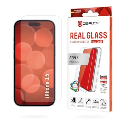 Abbildung von Displex Panzerglas und Schutzhülle für Iphone 15